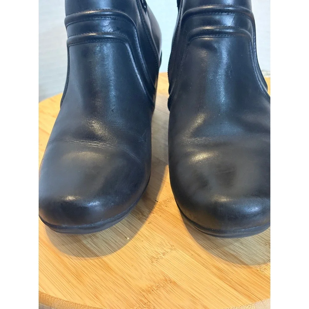 Abeo Womens Black Leather Side Zip‎ Block Heel Ankle Booties size9.5 SKU114